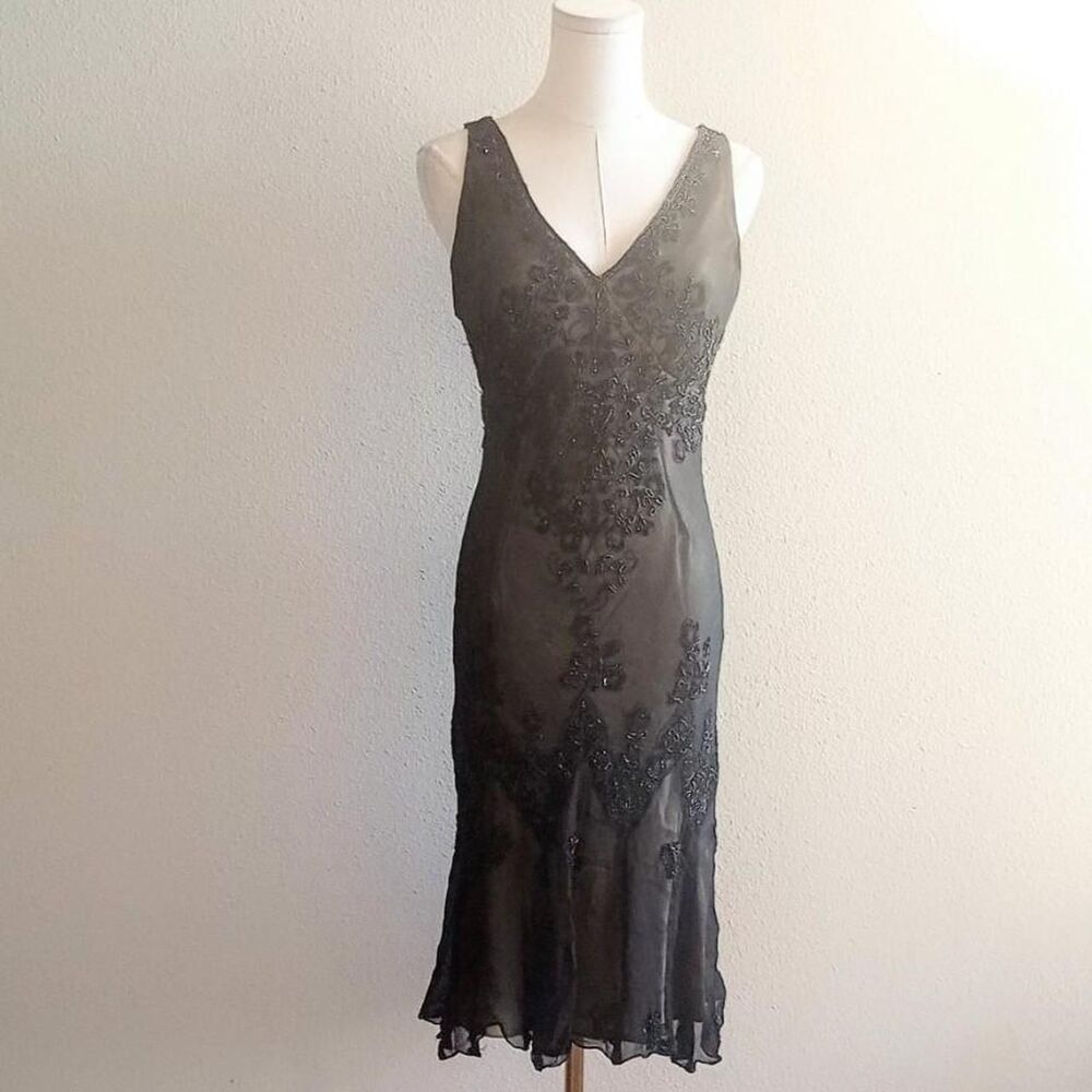 Y2K Silk Floral Beaded Sequin Fairygoth Dress